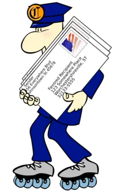 Postman on rollerblades vector clip art