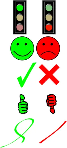 Selection of signs for good and bad vector clip art