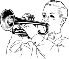 Boy playing cornet vector image