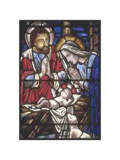 Holy family in stained glass vector illustration