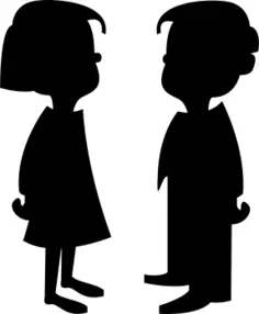 Girl and boy vector silhouette