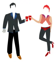 Vector image of couple having a drink toast