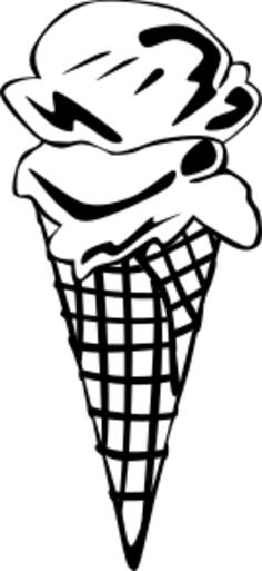 Vector illustration of three ice cream scoops in a cone