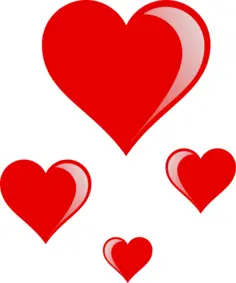 Vector drawing of glossy hearts