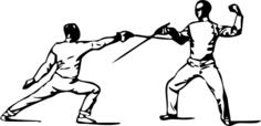 Vector illustration of septime parry in fencing
