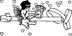 Vector image of cupid with tragedy mask
