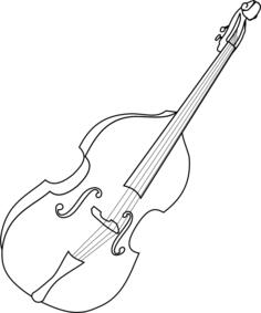 Vector line drawing of double bass instrument