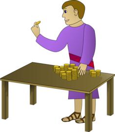 Vector image of man with coins