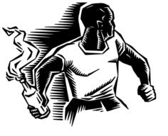 Person with Molotov cocktail vector