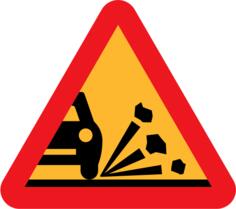 Loose stones on the road vector sign
