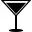 Drink elegant glass of triangular shape full of liquid