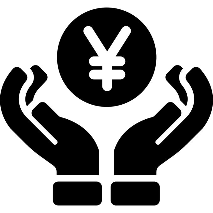 Yen coin on hands