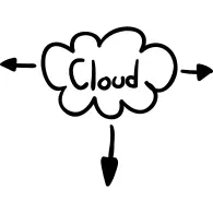 Internet cloud sketch with arrows