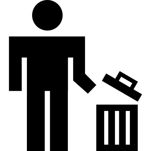 Man throwing a can to trash container