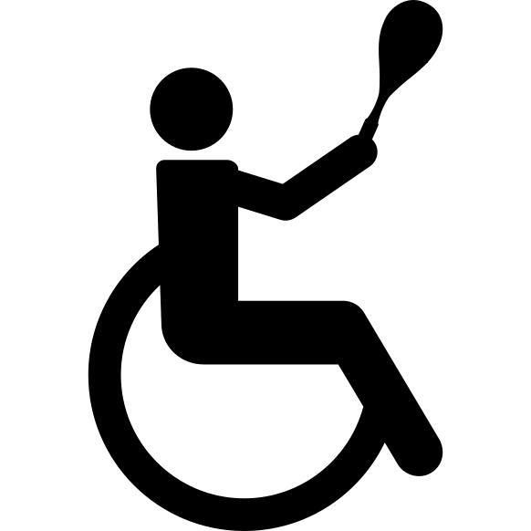Paralympic tennis practice by a person on wheel chair