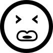 Emoticon square face with closed eyes and big lips