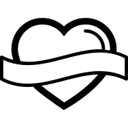 Heart shape outline with banner label