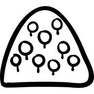 Mountain with trees hand drawn outline