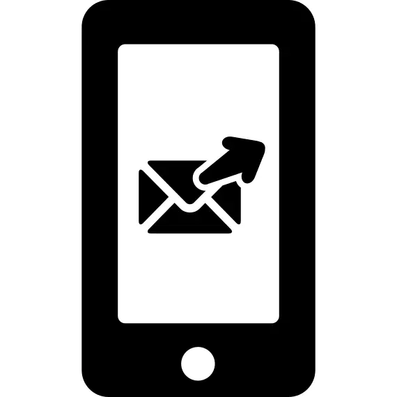 Closed envelope symbol with an arrow to right on phone screen