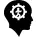 Bald head with gear and running man inside