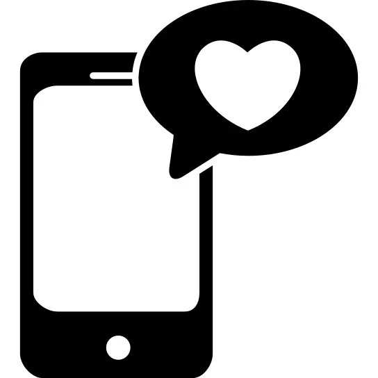 Love speech bubble with a heart of phone messages