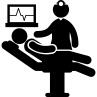 Patient lying on stretcher with medical doctor