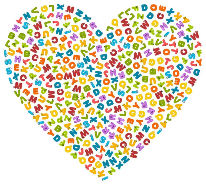Animals alphabet heart