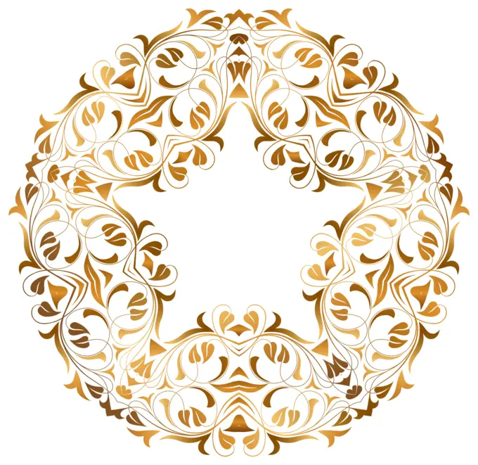 Circular botanic golden frame