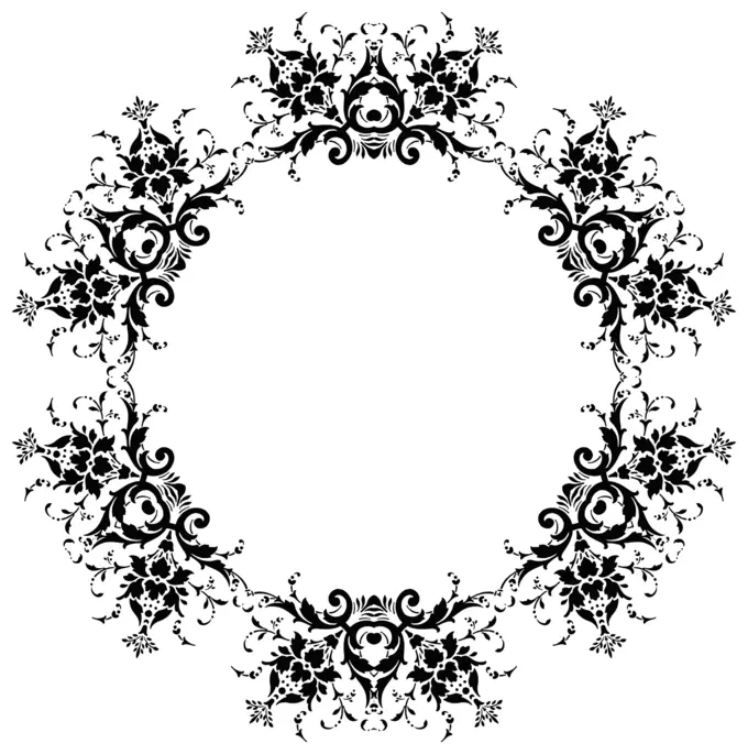 Circle floral vector silhouette