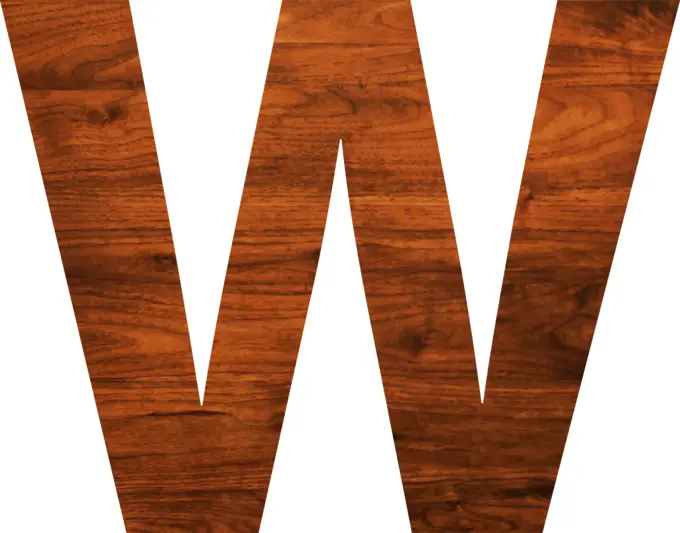 Wood texture in alphabet W