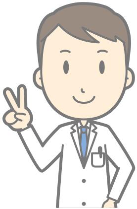 Doctor with peace sign