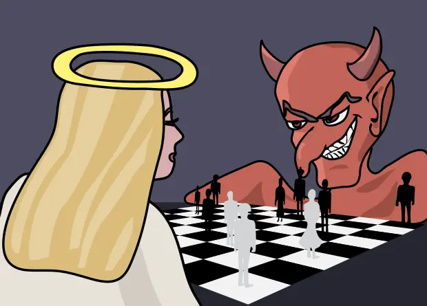 Demon vs angel chess game