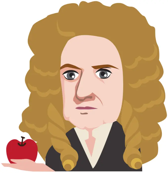 Sir Isaac Newton holding an apple