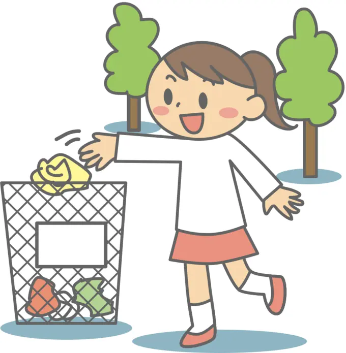 Girl throwing into bin