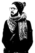 Nerd with scarf and cap