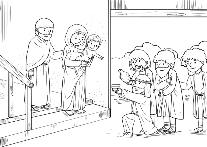 Jesus with parents scene
