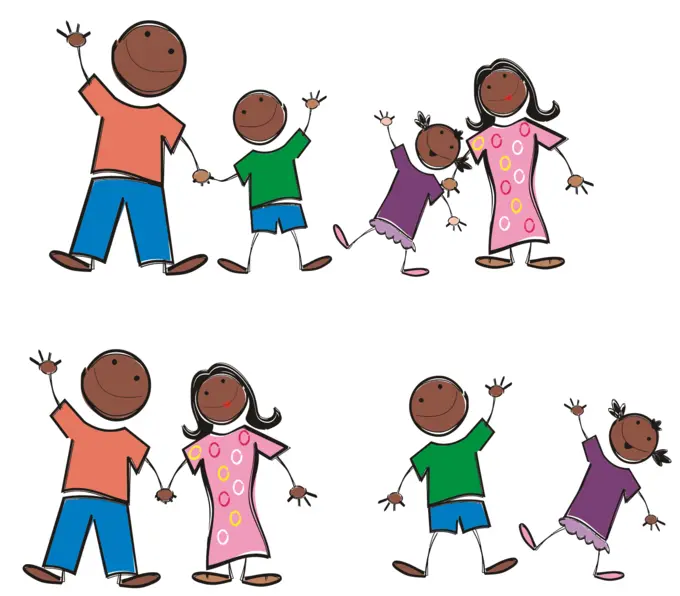 Stick Figure Black Family