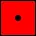 One black dot on red dice