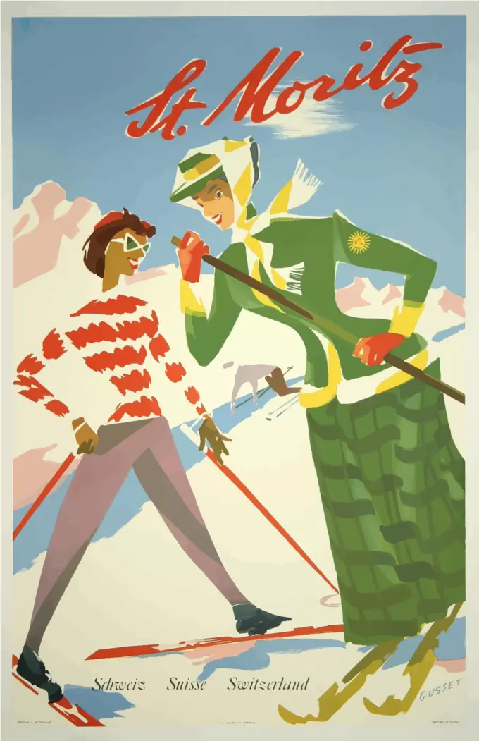 Vector clip art of St Moritz vintage travel poster