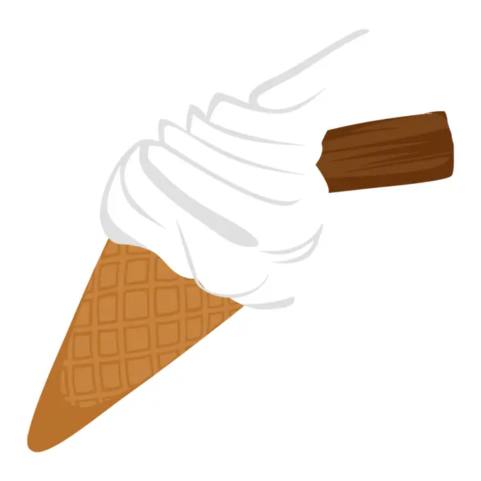 Ice cream cone with chocolate biscuit vector graphics