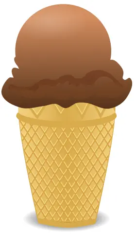 Vector image of chocolate ice cream in a half-cone