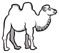 Drawing of camel with spotty throat line art