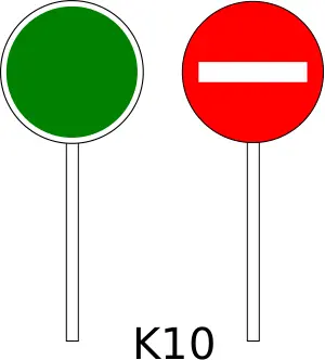 No entry traffic sign on pole color vector drawing