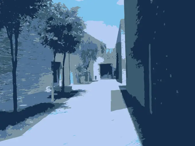 Vector image of modern estate street