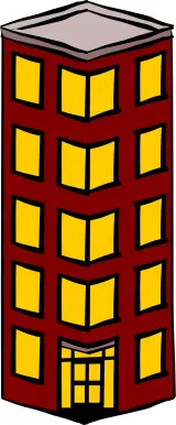 Vector clip art of slim detached tower block