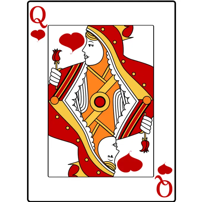 Queen of hearts playing card vector drawing