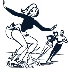 Ice skating lady coloring page vector drawing