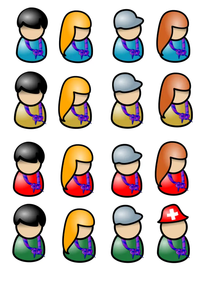 Vector image of user icons set with scarve