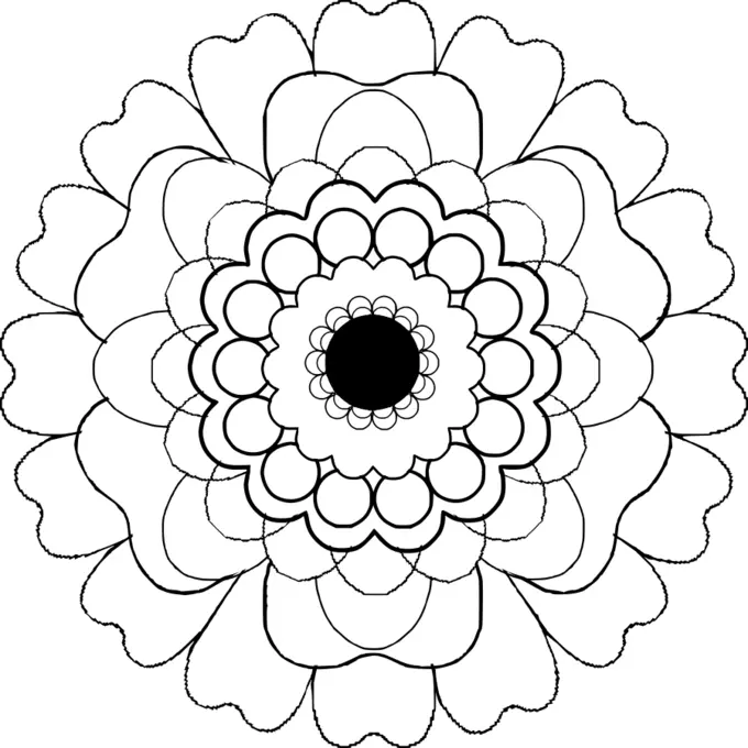 Blooming black and white flower vector clip art