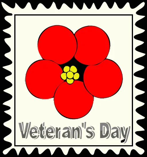 Poppy postage stamp vector drawing